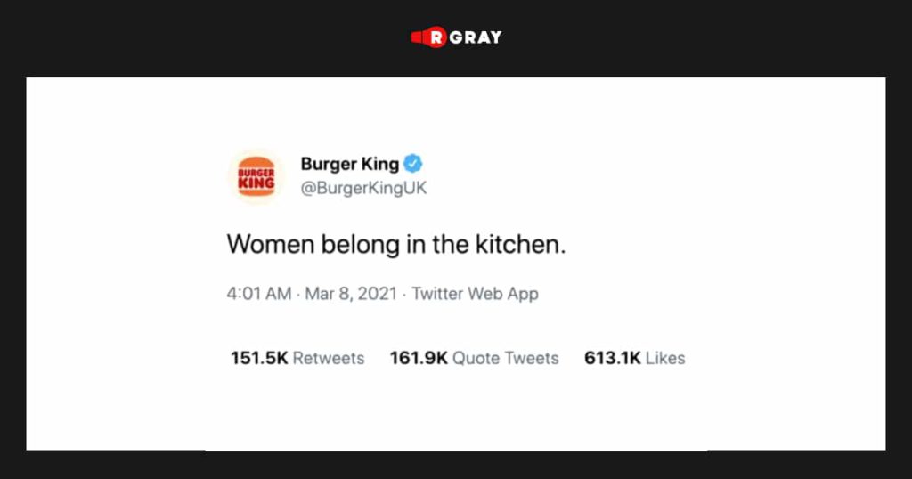 There is a lot deeper meaning here than just a tweet. This is part of the announcement of the Burger King Fellowship Program for female employees to help build their culinary careers.